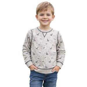 Bob Space Rockets Sweatshirt Boy's Size 5-6 Fleece Pullover Gray 100% Cotton